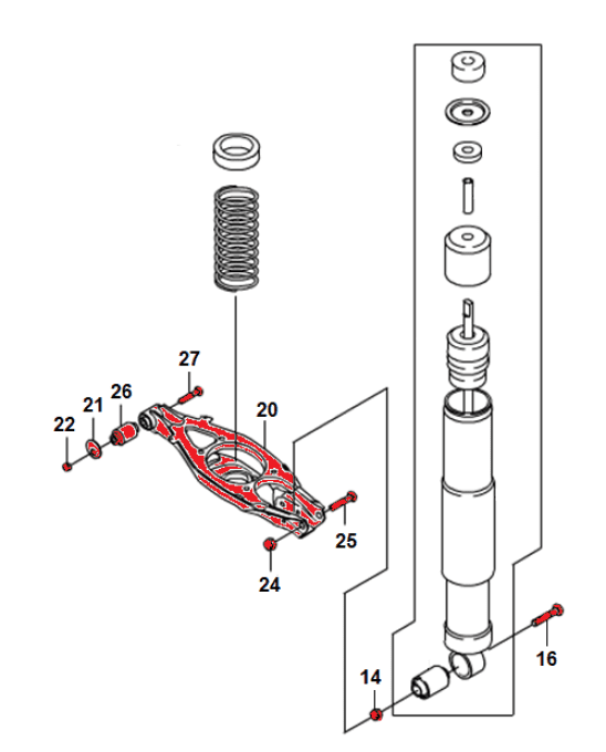 Bras de Suspension arrière et accessoires (uniquement Rodius, Kyron et Rexton Multi Link)