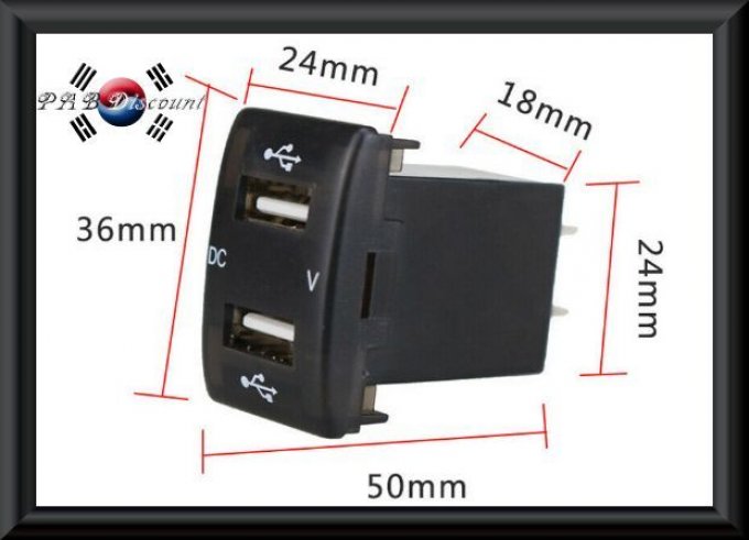 Faux Bouton double prise USB avec indicateur de voltage